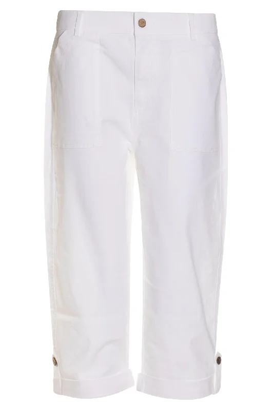 Below Knee Pants with roll up hem | WHITE | 6812AR