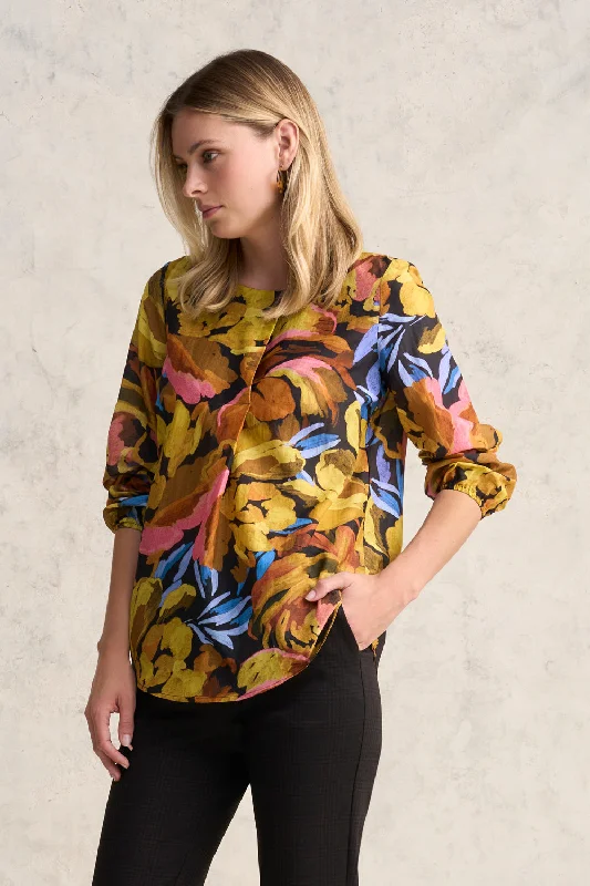 Cotton Silk Blouson Blouse