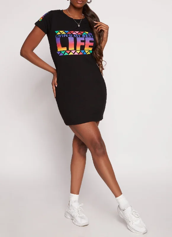 Living My Best Life Graphic T Shirt Dress