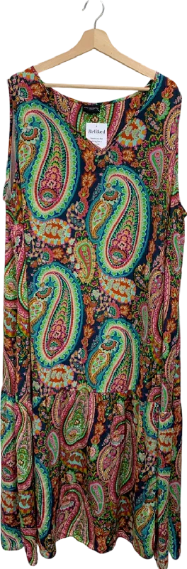 Live Unlimited Multicolour Paisley Print Sleeveless Dress UK 28