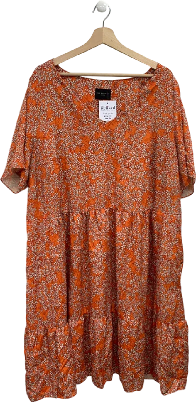 Live Unlimited Orange Floral Print Dress UK 26