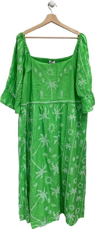 Never Fully Dressed Green Embroidered Smock Dress UK 22