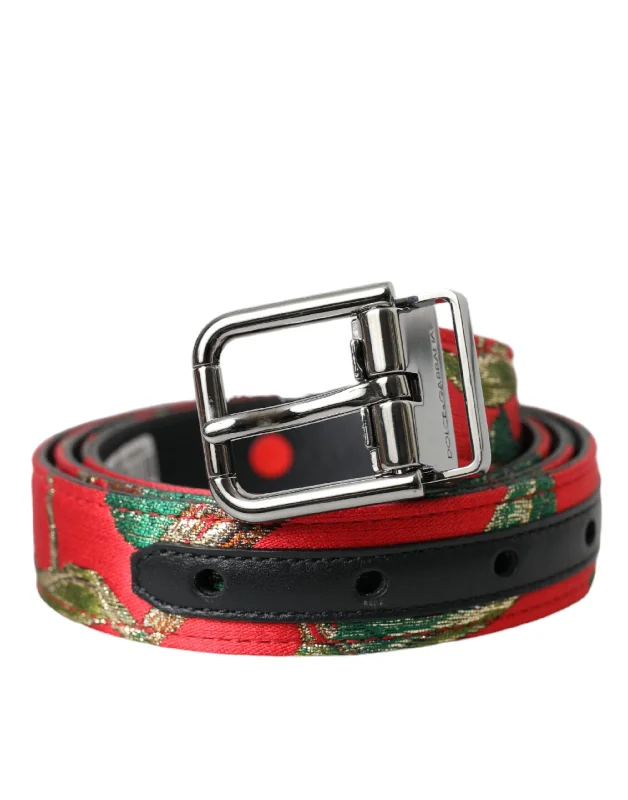 Dolce & Gabbana  Leather Jacquard  Metal Buckle Men's Belt