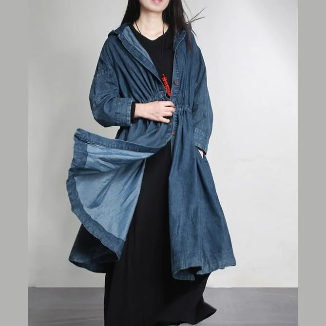 new warm denim fashion cotton outwear baggy loose hooded drawstring cardigans coats