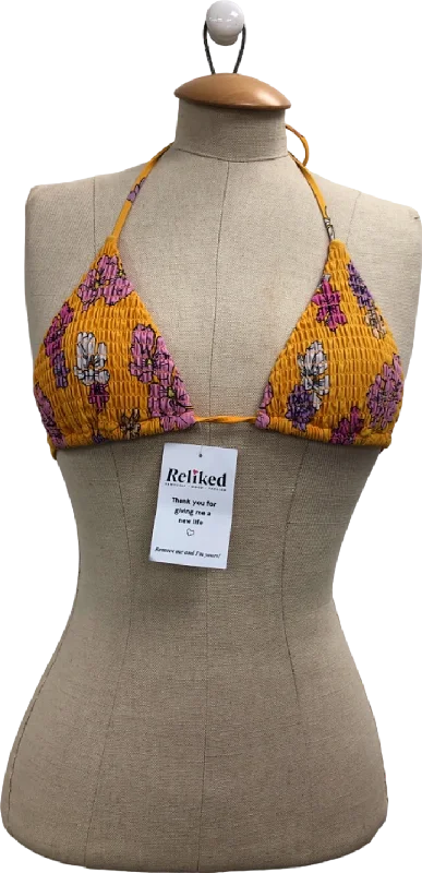 White Fox Yellow Floral Bikini Top Medium